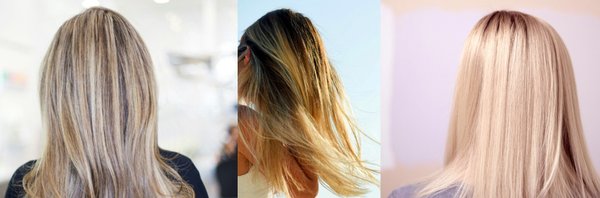 Kolme erilaista vaaleata hiusta